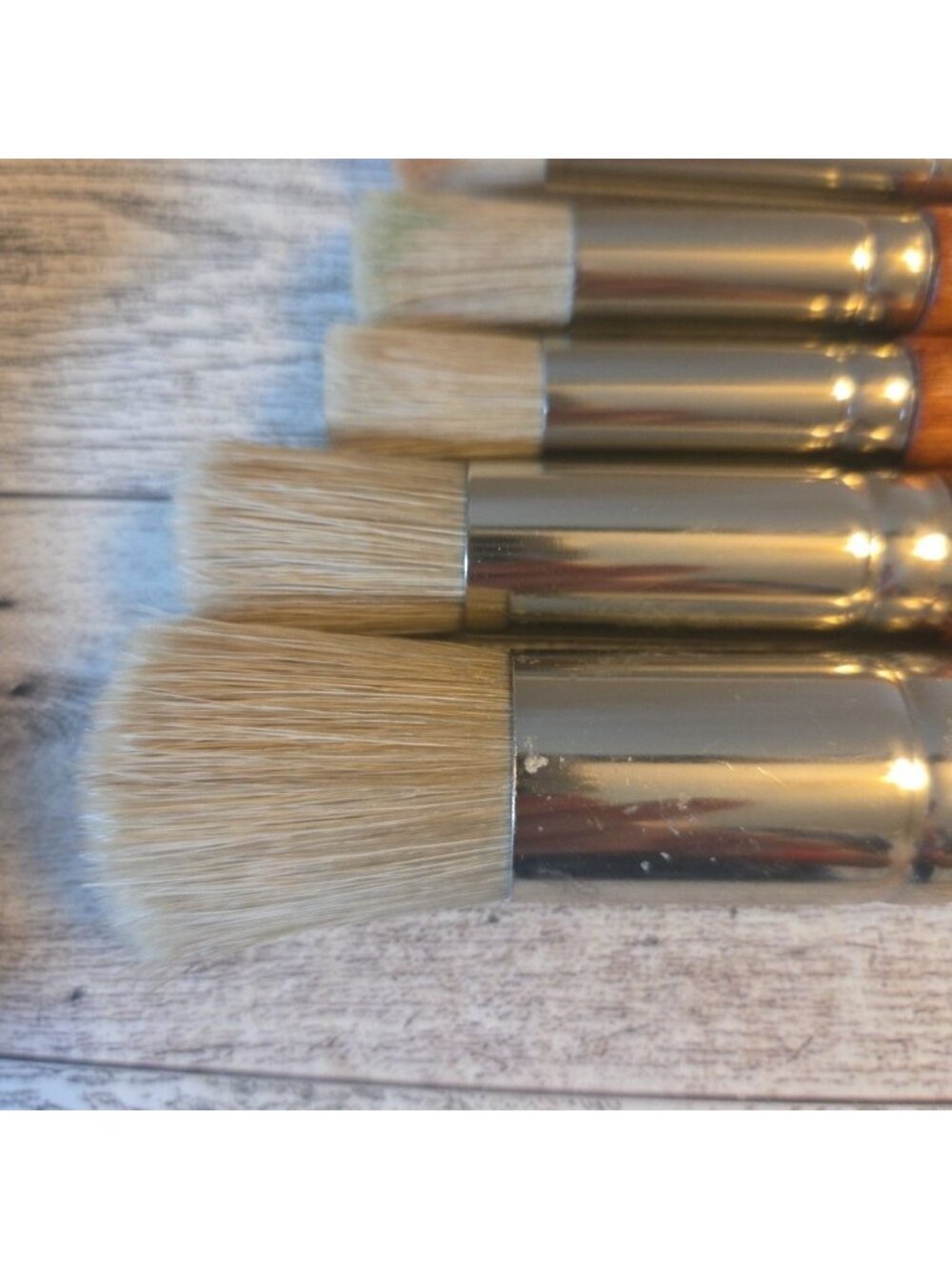 6 Stencil Brush Set The Great Wall 4 and 2 Used 5"-6" Long Handles - Picture 5 of 9